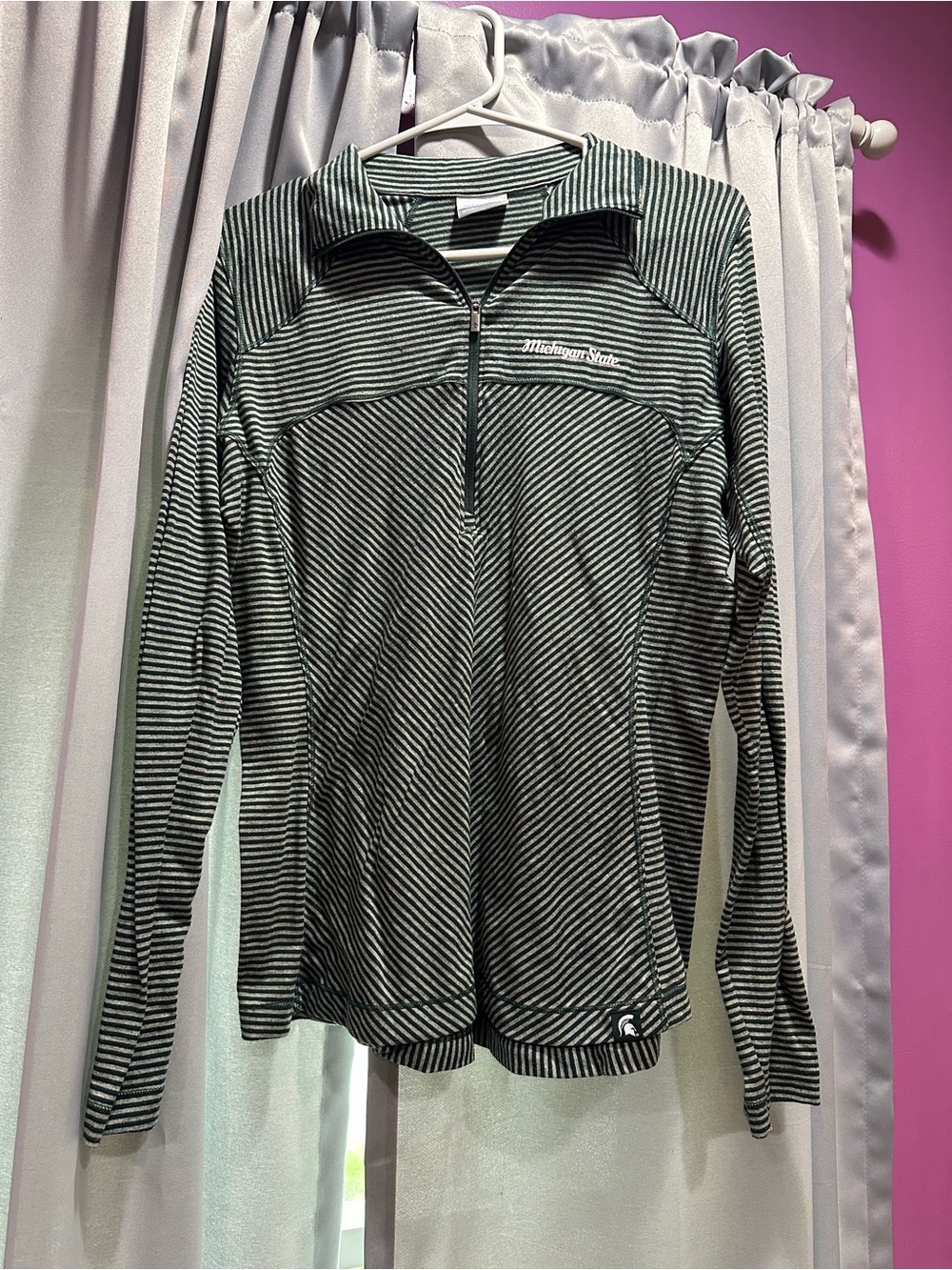 Columbia MSU Green Striped Quarter-Zip